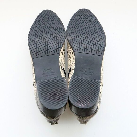 Blondo Snakeskin Leather Waterproof Block Heel Pointy Toe Ankle Boots / Booties - Picture 7 of 16